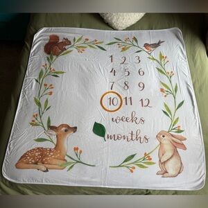 Gender Neutral BABY Woodland Friends Monthly Milestone Blanket